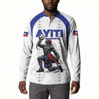 Custom Haiti Ayiti Nan Mondyal 2026 Button Sweatshirt Fyete Lit Victwa White Version