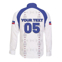 Custom Haiti Ayiti Nan Mondyal 2026 Long Sleeve Button Shirt Fyete Lit Victwa White Version