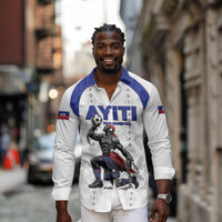 Custom Haiti Ayiti Nan Mondyal 2026 Long Sleeve Button Shirt Fyete Lit Victwa White Version