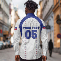 Custom Haiti Ayiti Nan Mondyal 2026 Long Sleeve Button Shirt Fyete Lit Victwa White Version
