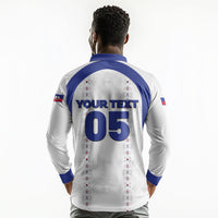 Custom Haiti Ayiti Nan Mondyal 2026 Long Sleeve Polo Shirt Fyete Lit Victwa White Version