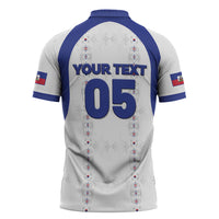 Custom Haiti Ayiti Nan Mondyal 2026 Zipper Polo Shirt Fyete Lit Victwa White Version