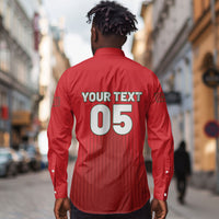 Custom Morocco Football 2026 Long Sleeve Button Shirt Atlas Lions Breathtaking Victory Red Version