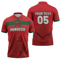 Custom Morocco Football 2026 Zipper Polo Shirt Atlas Lions Breathtaking Victory Red Version
