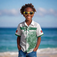 Custom Morocco Football 2026 Kid Hawaiian Shirt Atlas Lions Breathtaking Victory White Version