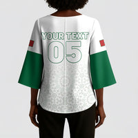 Custom Morocco Football 2026 Kimono Sleeve Blouse Atlas Lions Breathtaking Victory White Version