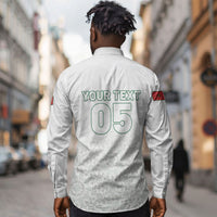 Custom Morocco Football 2026 Long Sleeve Button Shirt Atlas Lions Breathtaking Victory White Version