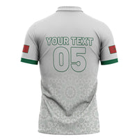 Custom Morocco Football 2026 Zipper Polo Shirt Atlas Lions Breathtaking Victory White Version