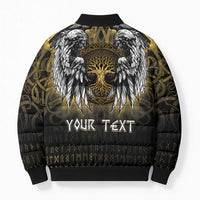 Personalized Cornwall Celtic Chough Bomber Puffer Jacket With Tree Of Life - Wonder Print Shop