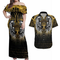Personalized Cornwall Celtic Chough Couples Matching Off Shoulder Maxi Dress and Hawaiian Shirt With Tree Of Life - Wonder Print Shop