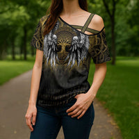 Personalized Cornwall Celtic Chough Cross Shoulder Shirt With Tree Of Life - Wonder Print Shop