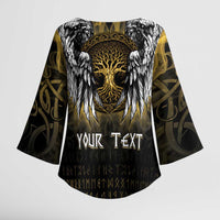 Personalized Cornwall Celtic Chough Kimono Sleeve Blouse With Tree Of Life - Wonder Print Shop