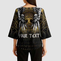 Personalized Cornwall Celtic Chough Kimono Sleeve Blouse With Tree Of Life - Wonder Print Shop