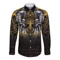 Personalized Cornwall Celtic Chough Long Sleeve Button Shirt With Tree Of Life - Wonder Print Shop