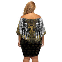 Personalized Cornwall Celtic Chough Off Shoulder Short Dress With Tree Of Life - Wonder Print Shop