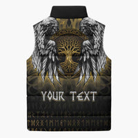 Personalized Cornwall Celtic Chough Sleeveless Puffer Jacket With Tree Of Life - Wonder Print Shop