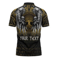 Personalized Cornwall Celtic Chough Zipper Polo Shirt With Tree Of Life - Wonder Print Shop