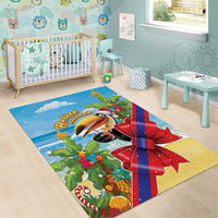 Belize Navidad Christmas Area Rug Funny Santa Toucan - Wonder Print Shop