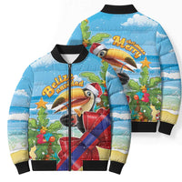 Belize Navidad Christmas Bomber Puffer Jacket Funny Santa Toucan - Wonder Print Shop