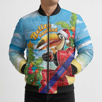 Belize Navidad Christmas Bomber Puffer Jacket Funny Santa Toucan - Wonder Print Shop