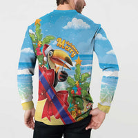 Belize Navidad Christmas Button Sweatshirt Funny Santa Toucan - Wonder Print Shop