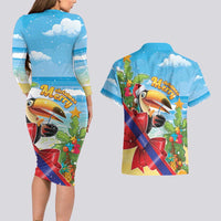 Belize Navidad Christmas Couples Matching Long Sleeve Bodycon Dress and Hawaiian Shirt Funny Santa Toucan - Wonder Print Shop