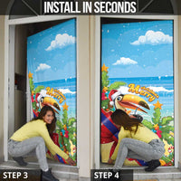 Belize Navidad Christmas Door Cover Funny Santa Toucan - Wonder Print Shop