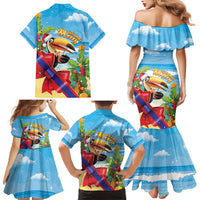 Belize Navidad Christmas Family Matching Mermaid Dress and Hawaiian Shirt Funny Santa Toucan - Wonder Print Shop