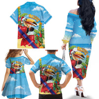 Belize Navidad Christmas Family Matching Off The Shoulder Long Sleeve Dress and Hawaiian Shirt Funny Santa Toucan - Wonder Print Shop