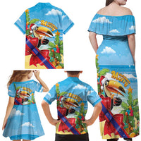 Belize Navidad Christmas Family Matching Off Shoulder Maxi Dress and Hawaiian Shirt Funny Santa Toucan - Wonder Print Shop
