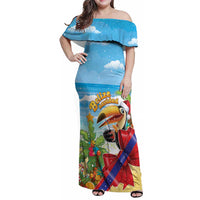Belize Navidad Christmas Family Matching Off Shoulder Maxi Dress and Hawaiian Shirt Funny Santa Toucan - Wonder Print Shop