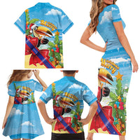Belize Navidad Christmas Family Matching Short Sleeve Bodycon Dress and Hawaiian Shirt Funny Santa Toucan - Wonder Print Shop