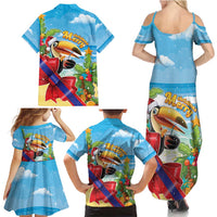 Belize Navidad Christmas Family Matching Summer Maxi Dress and Hawaiian Shirt Funny Santa Toucan - Wonder Print Shop