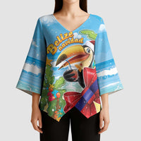 Belize Navidad Christmas Kimono Sleeve Blouse Funny Santa Toucan - Wonder Print Shop