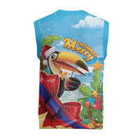 Belize Navidad Christmas Knitted V-Neck Vest Funny Santa Toucan - Wonder Print Shop