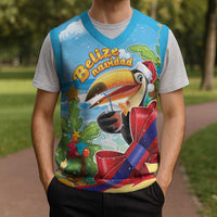 Belize Navidad Christmas Knitted V-Neck Vest Funny Santa Toucan - Wonder Print Shop