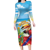 Belize Navidad Christmas Long Sleeve Bodycon Dress Funny Santa Toucan - Wonder Print Shop