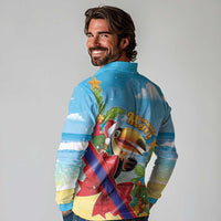 Belize Navidad Christmas Long Sleeve Polo Shirt Funny Santa Toucan - Wonder Print Shop