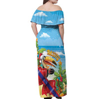 Belize Navidad Christmas Off Shoulder Maxi Dress Funny Santa Toucan - Wonder Print Shop