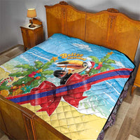 Belize Navidad Christmas Quilt Funny Santa Toucan - Wonder Print Shop