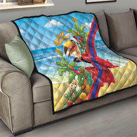 Belize Navidad Christmas Quilt Funny Santa Toucan - Wonder Print Shop