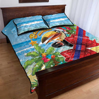 Belize Navidad Christmas Quilt Bed Set Funny Santa Toucan - Wonder Print Shop
