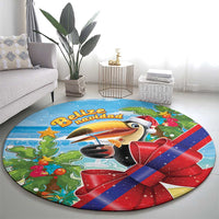 Belize Navidad Christmas Round Carpet Funny Santa Toucan - Wonder Print Shop
