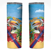 Belize Navidad Christmas Skinny Tumbler Funny Santa Toucan - Wonder Print Shop