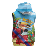 Belize Navidad Christmas Sleeveless Zip Hoodie Funny Santa Toucan - Wonder Print Shop