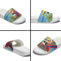 Belize Navidad Christmas Slide Sandals Funny Santa Toucan - Wonder Print Shop