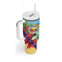 Belize Navidad Christmas Tumbler With Handle Funny Santa Toucan - Wonder Print Shop