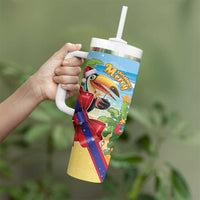 Belize Navidad Christmas Tumbler With Handle Funny Santa Toucan - Wonder Print Shop