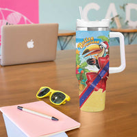 Belize Navidad Christmas Tumbler With Handle Funny Santa Toucan - Wonder Print Shop