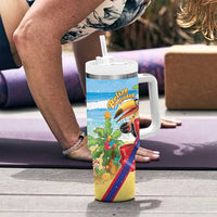 Belize Navidad Christmas Tumbler With Handle Funny Santa Toucan - Wonder Print Shop